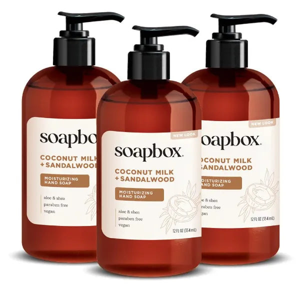 Soapbox Coconut Milk & Sandalwood Liquid Hand Soap Hand Wash 3 Pack