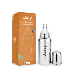 LUAY Baby Steel Feeding Bottle 250ml | Baby Milk Bottle with Advanced Anti Colic Valve, BPA Free, Soft Silicone Teat, Wide Neck for Babies/Infants/Newborns Available Single of 0-2 Years