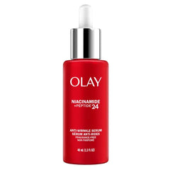 Olay Niacinamide + Peptide 24 Anti-Wrinkle Serum, Lightweight Facial Serum for Hydration & Wrinkle Reduction, Fragrance-Free, 1.3oz FL