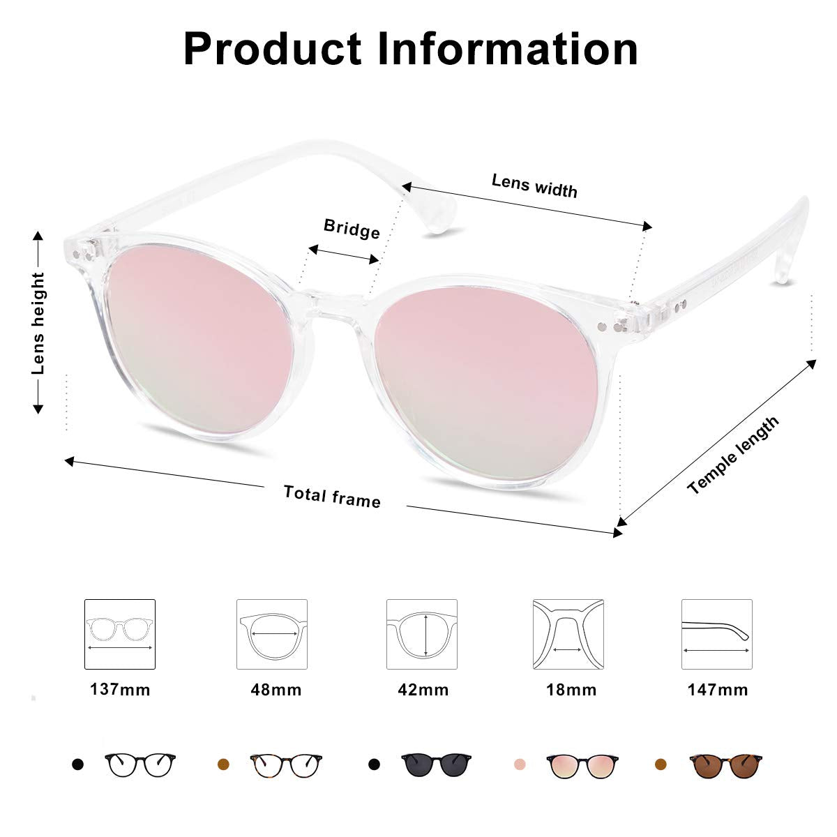SOJOS Small Round Classic Polarized Sunglasses for Women Men Vintage Style UV400 Lens MAY SJ2113