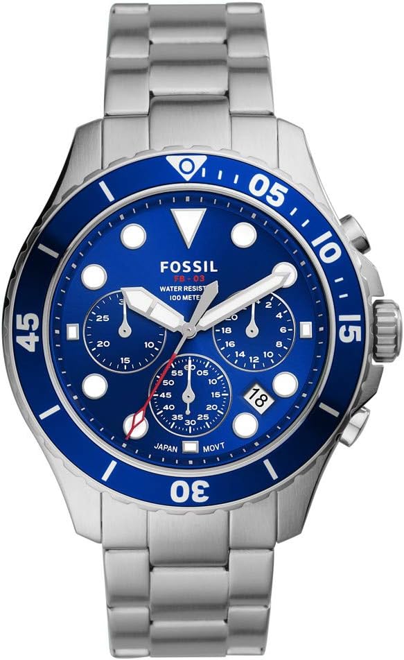 Fossil FB-03 Men's Chronograph Stainless Steel Watch with Blue Dial FS5724