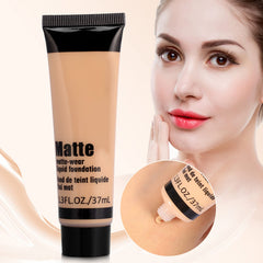 Full Coverage Liquid Foundation, Smoothing Makeup Base Concealer Foundation, Matte Wear Concealer Sun Block Cream, Minimizes Pores, Hides Wrinkles - Advanced Real Moisture Foundation (#5)