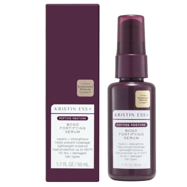 Kristin Ess+ Peptide Restore Fortifying Hair Serum for Frizz & Damaged Hair - Moisturizing Peptide Bond Repair with Heat Protectant - Vegan, Sulfate Free, 1.96 fl oz