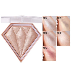 Diamond Highlight Powder Palette, Highlighting,Trimming & Blush 3 Uses Shimmer Powder, Glitter Bronzer Highlighter Powder Palette Highlighting Shimmering Powder (#03 Light Pink)