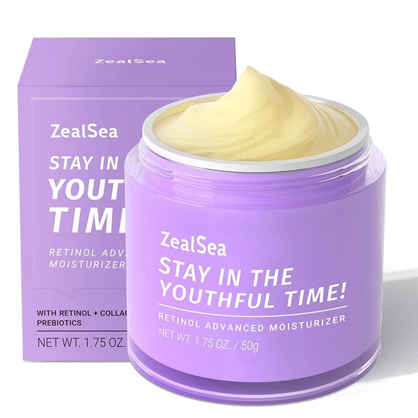 ZealSea Retinol Cream for Face with Collagen - Anti Aging Facial Moisturizer for Women to Tighten and Lift Skin, Firming Night Cream with Vitamin E and Hyaluronic Acid, 1.75 Oz