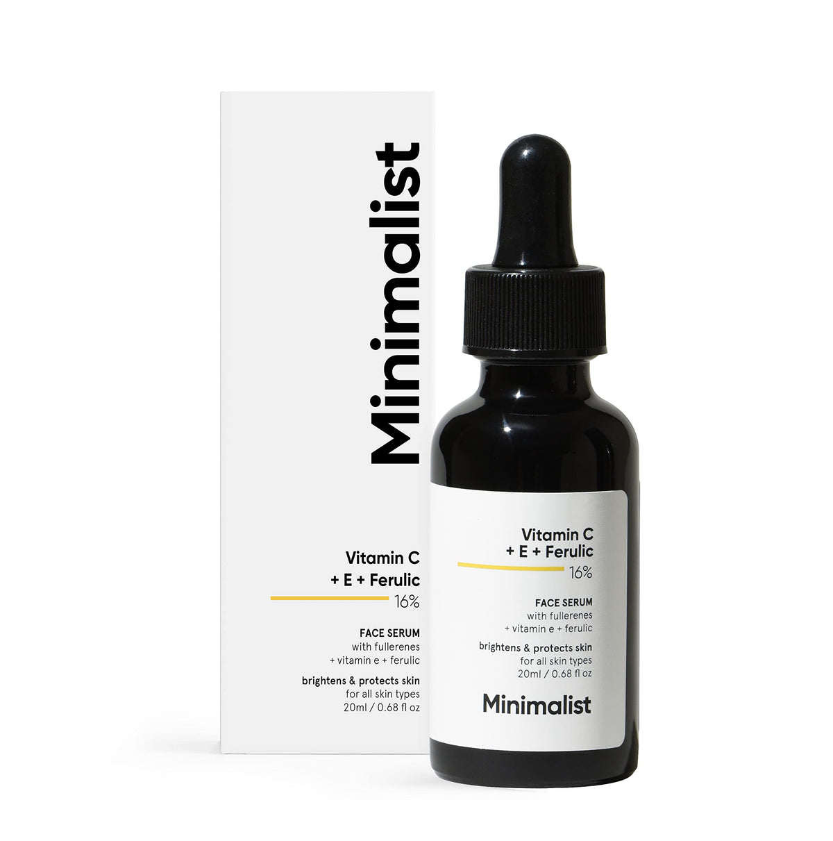 Minimalist 16% Vitamin C Face Serum (Advanced) With Vit E, & Ferulic Acid For Glowing Skin | Advanced Brightening Formula With Power of Vit C & E, Ferulic Acid & Fullerenes