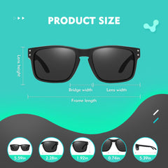 OJIRRU Polarized Sunglasses for Men Women Sports Sun Glasses Classic Rectangular Shades UV400 Protection for Men Women Sports Outdoor Driving Fishing Sunglasses