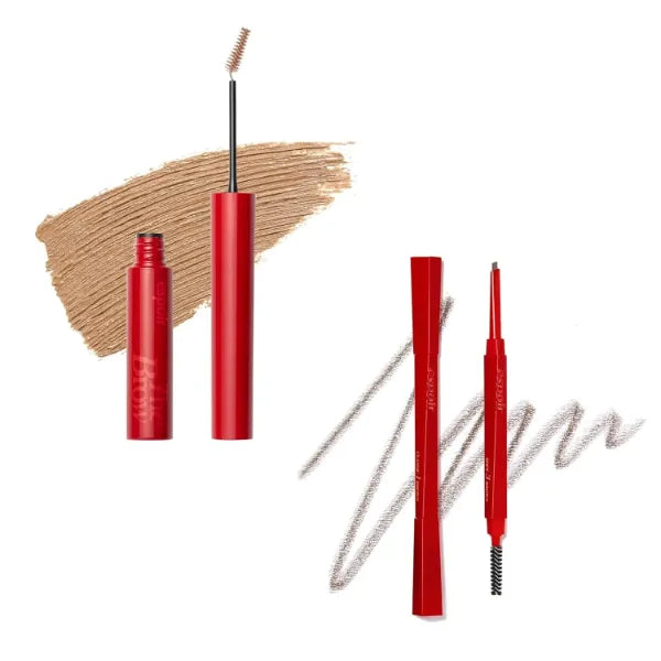 Espoir The Brow Color Fixing Cara #1 Beige and The Brow Balance Pencil #3 Soft Brown | Easy Drawing & Fixing, Long-Lasting and Smudge-Proof, Korean Eye Makeup