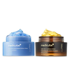 medicube Daily Hydration Capsule Duo, Hyaluronic Acid Cream and Deep Vitamin C Capsule Cream | Radiance Boosting and Soothing Daily Moisturizer Set for Balanced, Hydrated, and Healthy Skin - 55g