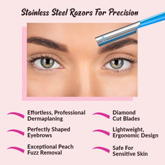 Vertex Women Facial Razor For Dermaplaning Tool Women's Eyebrow Razor Japanese Blades For At Home Womens Peach Fuzz Hair Removal Vertex Beauty Face Hair Remover Exfoliating Razors Travel