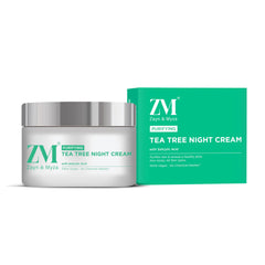 Zayn & Myza - Tea Tree Night Cream With Salicylic Acid Unclog Pores Dark Spots Pimple Marks Acne Lightweight Non-Sticky Face Cream For All Skin Types Halal Vegetarian Chemical-Free - 50g