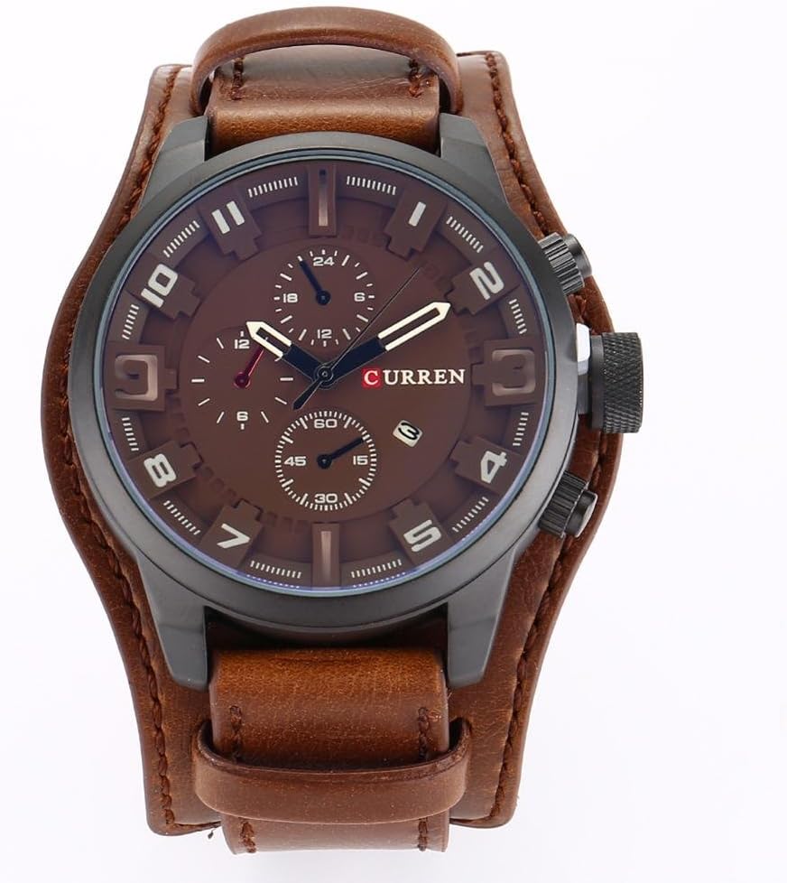 CURREN Leather Analogue Men's Watch (Coffee Dial Brown Colored Strap)