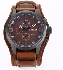 CURREN Leather Analogue Men's Watch (Coffee Dial Brown Colored Strap)