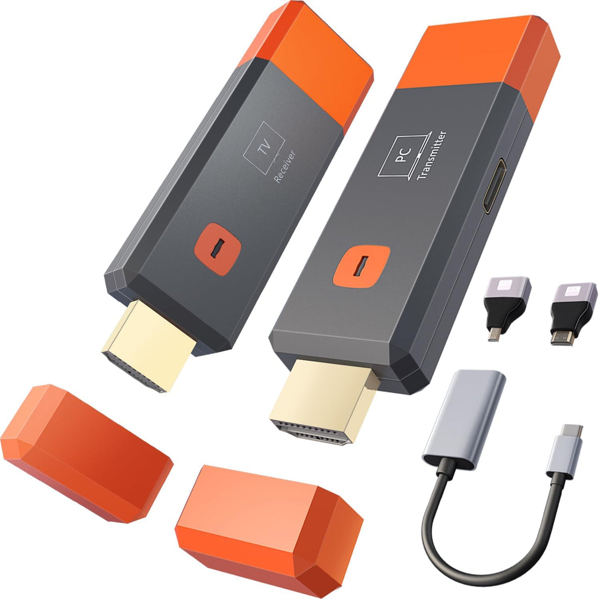 Gzwosux Wireless HDMI Transmitter and Receiver, 165FT/50M Plug & Play HDMI Extender, 4K Decoding to 1080P, Dual-Band 2.4G+5.8G, Low Latency Wireless HDMI Adapter for PC, Camera, Projector, STB