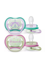 AVENT Philips Ultra Air Night Glow In The Dark Night Pacifier 0-6 Months Girls Scf376/19