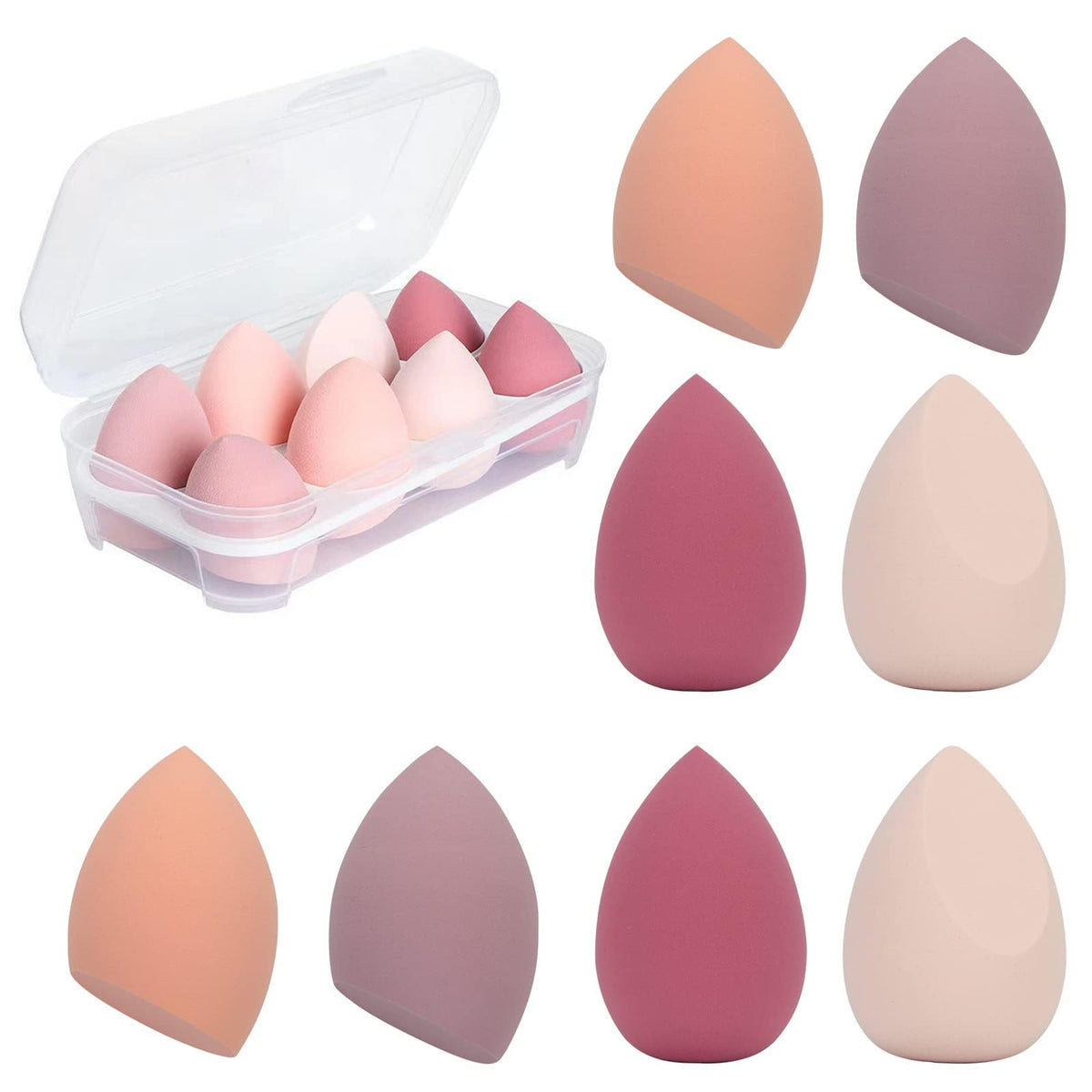 MOMENT 8 Pieces Makeup Sponge Set Beauty Blender Sponges Makeup Eggs with Case Latex-Free Vegan Foundation Applicator Makeup Puff for Powder Cream