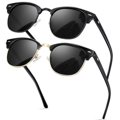 KANASTAL Polarized Horn Rimmed Sunglasses for Men and Women, Classic Half Frame Sun Glasses, Semi Rimless Shades for Womens 100% UV400 Protection Driving