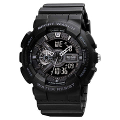 SKMEI Men's Digital Sports Watch, LED Square Large Face Analog Quartz Wrist Watch with Multi-Time Zone Waterproof Stopwatch
