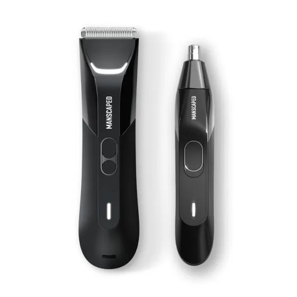 MANSCAPED The Perfect Duo 4.0 PRO Includes: The Lawn Mower 4.0 PRO Waterproof Electric Men's Groin & Body Hair Trimmer and Weed Whacker 2.0 Nose & Ear Hair Trimmer, Updated SkinSafe Blades