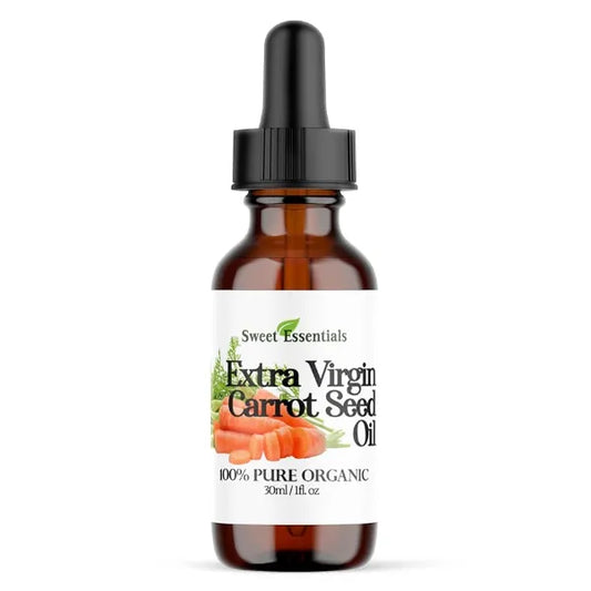 Sweet Essentials 100% Pure Organic Carrot Seed Oil 1oz Extra Virgin Cold Pressed Unrefined Imported From France For Hair, Skin, & Nails