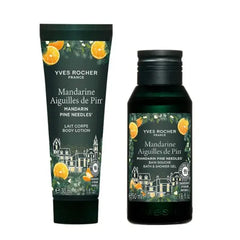 Yves Rocher Forest Mandarin Pine Needles Shower and Bath Gel and Hand Cream – Limited Edition – Mandarin Scent Set of 2, (30 ml /1 fl.oz)