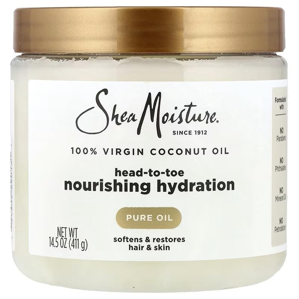 Shea Moisture Nourishing Moisturizer for Dry Skin, 100% Extra Virgin Coconut Oil Softens and Restores Skin and Hair 14.5 oz