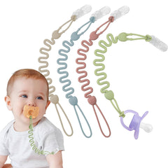 SYOSI Pacifier Clips, Silicone Pacifier Holder with One-Piece Beads for Baby Boys and Girls Teething and Newborns, Applies to Car Seat Toy, Teether Toy, High Chair, Stroller Accessories, 4 Pack