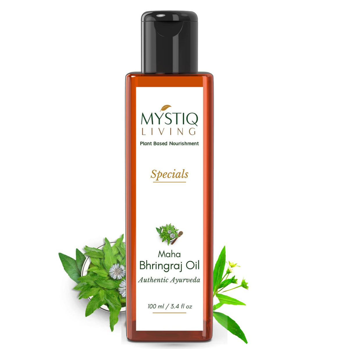 Mystiq Living - Maha Bhringraj Hair Oil, 100ML | 9 Ayurvedic Extracts | For Hair Growth, Anti-Hair Fall, Anti-Dandruff