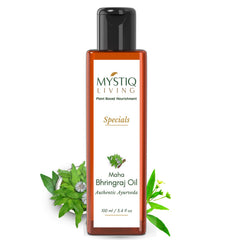 Mystiq Living - Maha Bhringraj Hair Oil, 100ML | 9 Ayurvedic Extracts | For Hair Growth, Anti-Hair Fall, Anti-Dandruff