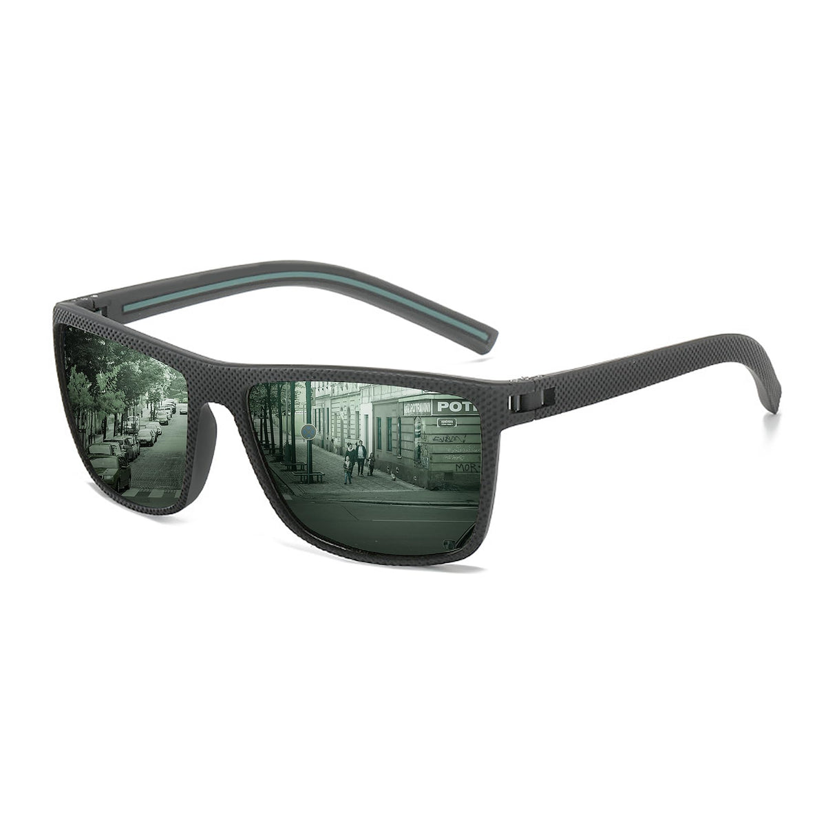 YUKANNA Polarized Men's Sunglasses Lightweight TR90 Frame Outdoor Sports Fashion Sun Glasses with UV400 Protection - Green Polarized Lens