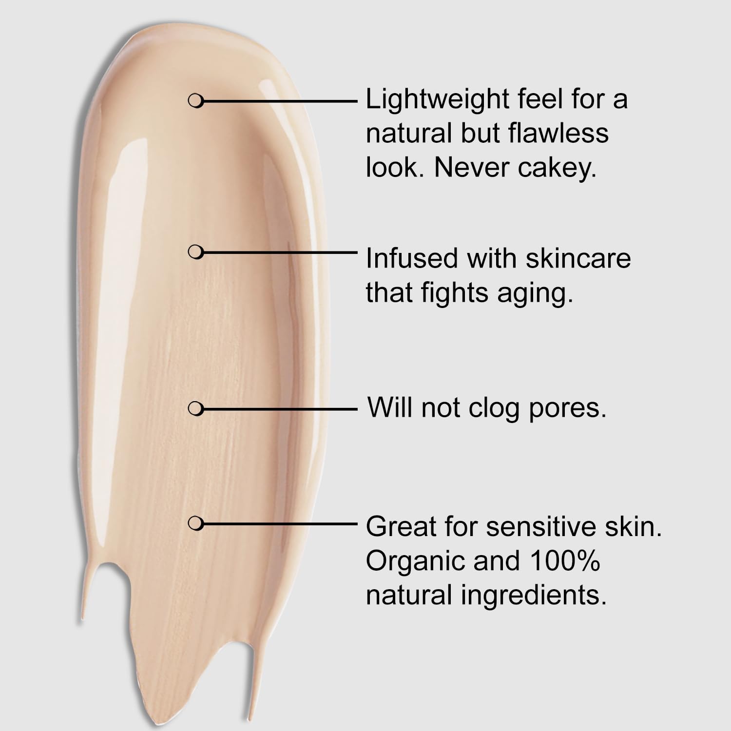 BaeBlu Organic Aloe-Based LUX Liquid Foundation, Natural Vegan Gluten-Free Made in USA, Hazelnut