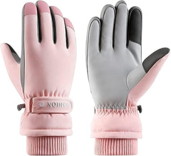 Winter Ski Gloves, Waterproof Touchscreen Snowboard Gloves, Windproof Warm Snow Gloves for Mens, Womens, Skiing, Snowboarding, Running and Cycling, One Size - Pink