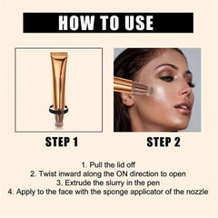 Contour Beauty Wand,Highlighter and Bronzer Stick with Cushion Applicator Attached Easy to Blend,Long Lasting & Smooth Natural Matte Finish (Cherry red)