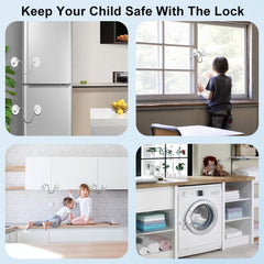 ELECDON Window Locks Child Safety Self Adhesive Baby Window Restrictors for UPVC No Drilling Window Safety Locks with Key Cable Lock Pet Window Restrictor Kids Refrigerator Lock for Childproof 1 Pack