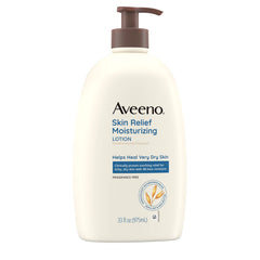 Aveeno Skin Relief Moisturizing Lotion for Very Dry Skin with Soothing Triple Oat & Shea Butter Formula, Dimethicone Skin Protectant Helps Heal Itchy, Dry Skin, Fragrance-Free, 33 fl. oz
