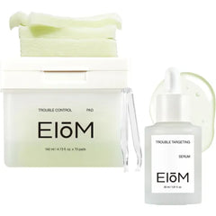 EIOM Korean Acne Prone Skin Daily Care Set – Trouble Targeting Serum & Control Toner Pads with Tea Tree, Salicylic Acid & Hyaluronic Acid for Oily, Sensitive & Blemish-Prone Skin