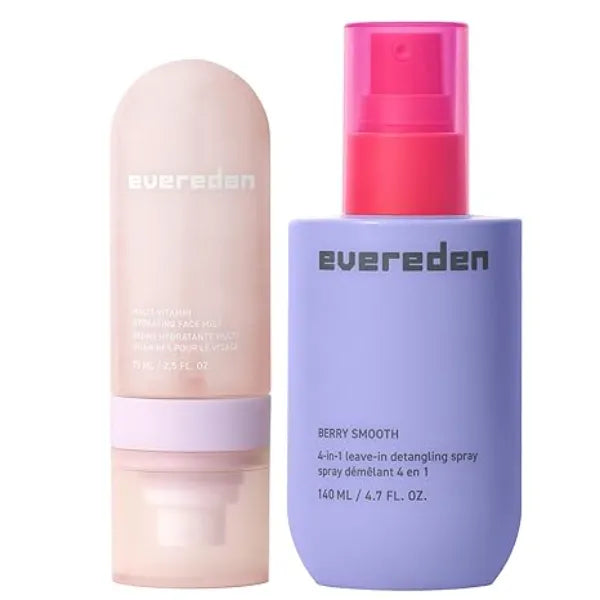 Evereden Multi Vitamin Hydrating Face Mist & Kids Detangler Spray Nourishing Preppy Skincare Face Spray & 4 in 1 Leave-In Hair Detangler Tackle Tough Knots & Moisturize Gentle Facial Skin 6 & Up