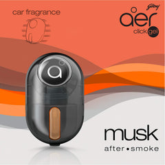 Godrej aer Click, Car Vent Air Freshener Kit - Musk After Smoke (10G), Black