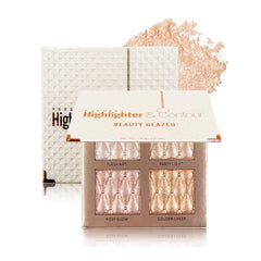 NALACAL 4-color Highlighter Makeup Palette, Illuminator Powder Palette, Shimmer Bronze Contour Shadow, Illumination Highlight Eyeshadow Palette Cosmetic Set