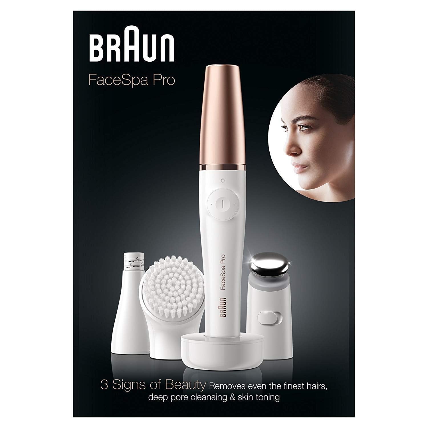 Braun FaceSpa Pro 911 Epilator 3-in-1 Facial Epilator Cleansing and Skin Toning System with 3 Extras