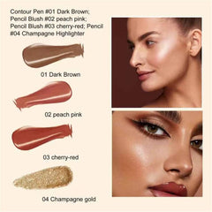 Cream Bronzer Contour Beauty Wand,Highlighter and Bronzer Stick with Cushion Applicator Attached Easy to Blend,Long Lasting & Smooth Natural Matte Finish (Cherry Red)