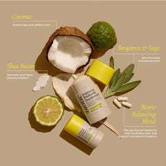 Brightening Probiotic Deodorant, Bergamot & Sage, 99% Natural, Aluminium-Free, 56g