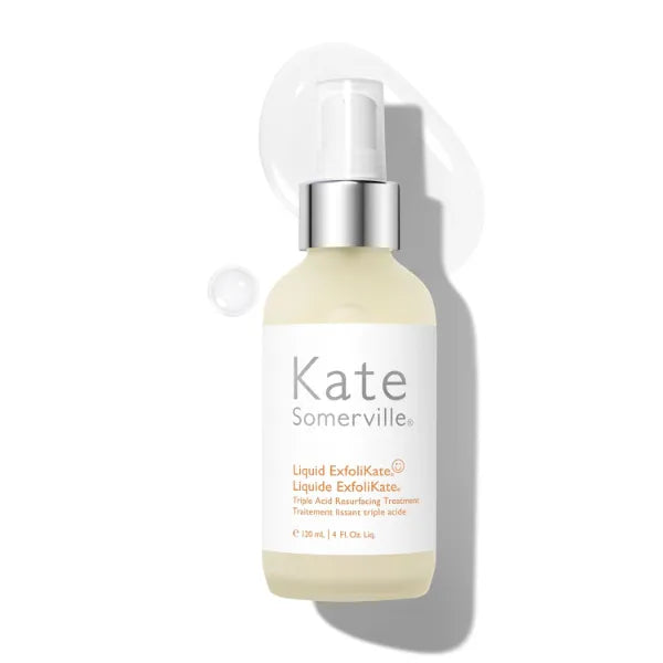 Kate Somerville Liquid ExfoliKate, Triple Acid Resurfacing Treatment, Clinically Formulated AHA Overnight Facial Exfoliator, Smooths Skin and Minimizes Pores - 4 Fl Oz