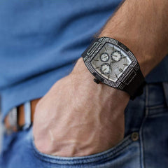 Guess GW0048G1 Stainless Steel Analogue Watch with Silicone Strap for Men, Silver/Black