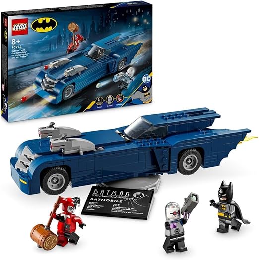 LEGO DC Batman with the Batmobile vs. Harley Quinn and Mr. Freeze, Car Toy, Super-Hero Vehicle Set, with 3 Minifigures, Birthday Gift for 8 Plus Year Old Boys and Girls 76274