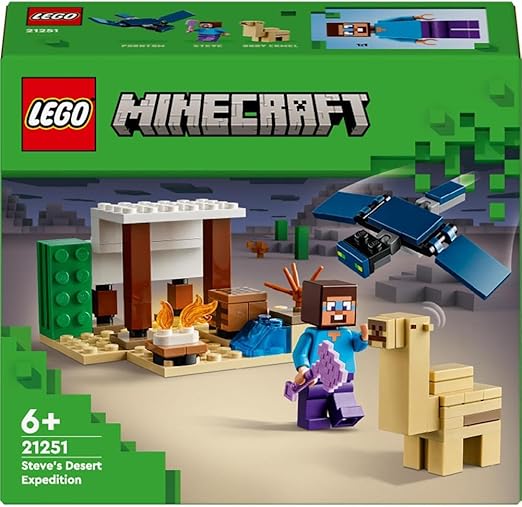 LEGO Minecraft Steve's Desert Expedition Building Toys for 6 Plus Year Old Kids, Boys and Girls, Biome Gaming Set with House, Toy Animal and Figures, Gift for Gamers 21251