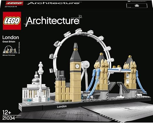 LEGO 21034 Architecture Skyline Model Building Set, London Eye, Big Ben, Tower Bridge Collection, Office Home Décor, Collectible Gift Idea