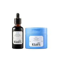 DearKlairs Blue EGF Calming Smoothing Duo EGF Serum and Calming Toner Pad Set, EGF & Guaiazulene Skin Smoothing Kit for Sensitive Skin