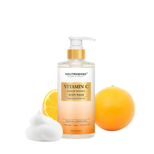 Neutriherbs Brightening Body Wash for Dull,Uneven Skin, Vitamin C Brightening Shower Gel For Women And Men, Daily Shower Soap With Papain, Niacinamide (16.9 Fl.Oz-)  Citrus Scent