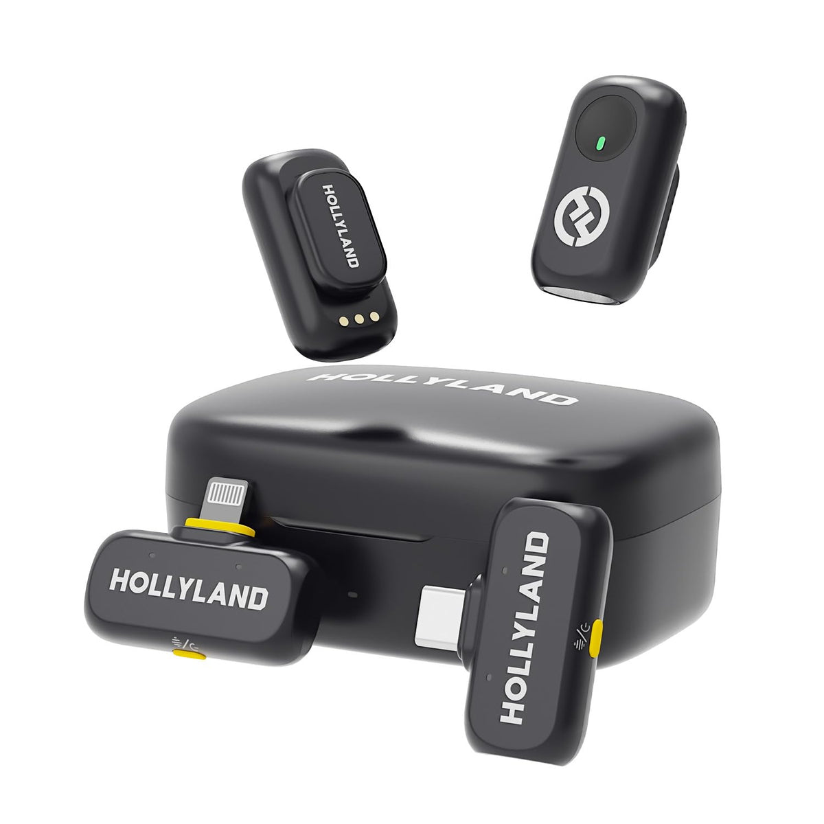 Hollyland LARK A1 Combo Wireless Microphone for iPhone & Android, Pure Sound, 3-Level Intelligent Noise Cancellation, Magnetic Mini Microphone for Vlogging, YouTube, Podcast, TikTok (Black Version)